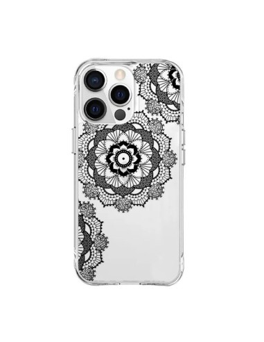 Coque iPhone 15 Pro Max Triple Mandala Noir Black Transparente - Sylvia Cook