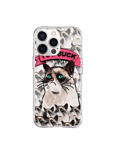 Coque iPhone 15 Pro Max Chat Grumpy Cat - You Suck - Sara Eshak