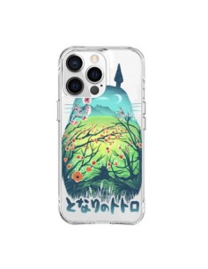 Cover iPhone 15 Pro Max Totoro Manga Fiori Trasparente -...