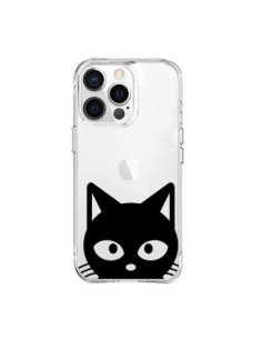 Coque iPhone 15 Pro Max Tête Chat Noir Cat Transparente -...