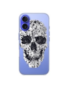 Coque iPhone 16 Doodle Skull Dessin Tête de Mort...