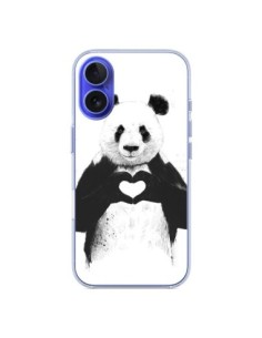 Cover iPhone 16 Panda Amour All you need is Amore -...