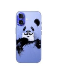 Cover iPhone 16 Panda Divertene Baffi Trasparente -...
