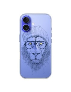 Coque iPhone 16 Cool Lion Swag Lunettes Transparente -...