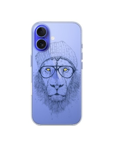 Coque iPhone 16 Cool Lion Swag Lunettes Transparente - Balazs Solti