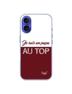 Coque iPhone 16 Je suis un Papa au Top Rouge Bordeaux -...