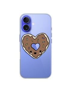 Coque iPhone 16 Donuts Heart Coeur Chocolat Transparente...