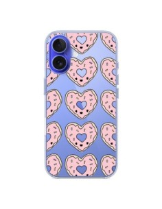 Coque iPhone 16 Donuts Heart Coeur Rose Pink Transparente...