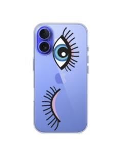 iPhone 16 Case Eyes Blue Clear - Léa Clément