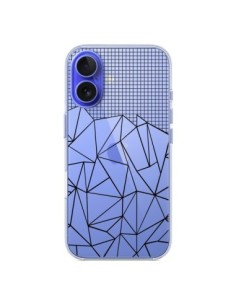 Coque iPhone 16 Lignes Grille Grid Abstract Noir...