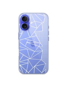 iPhone 16 Case Lines Side Grid Abstract White Clear -...