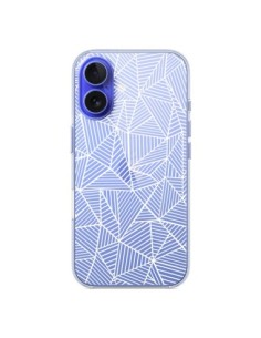 iPhone 16 Case Lines Triangles Full Grid Abstract White...
