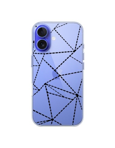 Coque iPhone 16 Lignes Points Abstract Noir Transparente - Project M