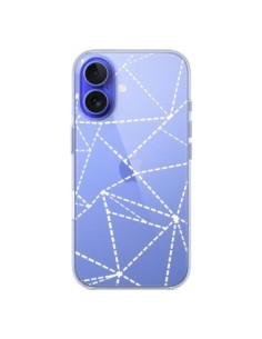 Coque iPhone 16 Lignes Points Abstract Blanc Transparente...