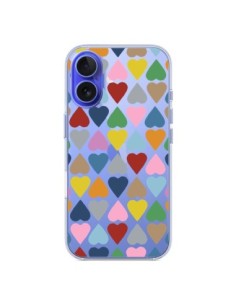 Coque iPhone 16 Coeurs Heart Couleur Transparente -...