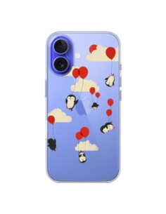 Cover iPhone 16 Pinguino Palloncini Cielo Trasparente -...