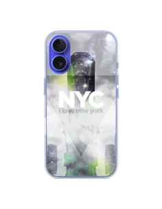 Cover iPhone 16 I Love New York City Grigio Verde -...