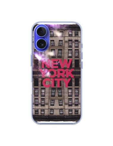 Coque iPhone 16 New York City Buildings Rouge - Javier Martinez
