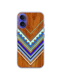 Cover iPhone 16 Azteco Arbutus Blue Legno Aztec Tribal -...