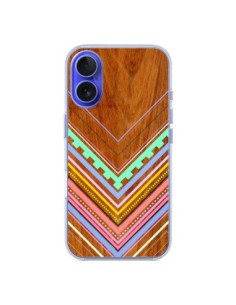 Coque iPhone 16 Azteque Arbutus Pastel Bois Aztec Tribal...