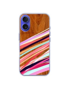 Coque iPhone 16 Wooden Waves Coral Bois Azteque Aztec...