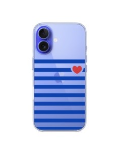 Coque iPhone 16 Mariniere Coeur Love Transparente -...