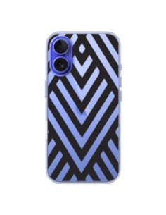 Coque iPhone 16 Geometric Azteque Noir Transparente -...