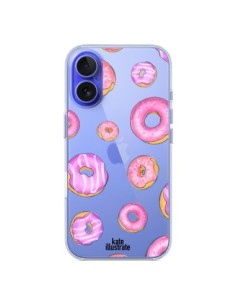 Coque iPhone 16 Pink Donuts Rose Transparente -...