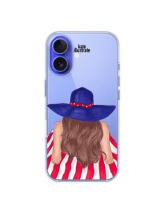 Cover iPhone 16 Beah Girl Ragazza Spiaggia Trasparente -...