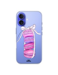 Cover iPhone 16 Macarons Rosa Viola Trasparente -...