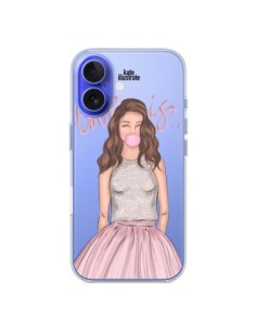 Coque iPhone 16 Bubble Girl Tiffany Rose Transparente -...