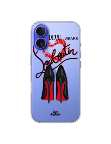 Cover iPhone 16 The Devil Wears Shoes Diavolo Scarpe Trasparente - kateillustrate