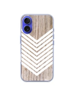 Cover iPhone 16 Tribale Azteco Legno Wood Freccia Bianco...