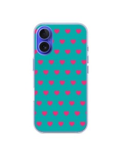 iPhone 16 Case Heart Pink Sfondo Blue - Laetitia