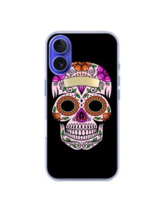 Coque iPhone 16 Tête de Mort Mexicaine Multicolore -...