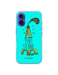 Coque iPhone 16 Je suis Parisienne La Tour Eiffel Bleu -...