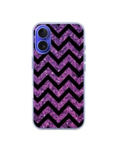 Cover iPhone 16 Chevron Viola Sparkle Triangolo Azteco -...