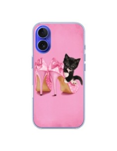 iPhone 16 Case Caton Cat Black Kitten Scarpe Shoes -...