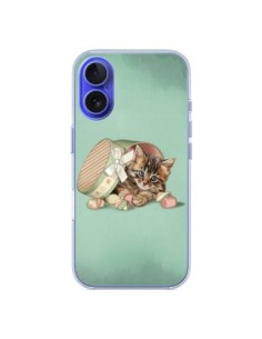 Coque iPhone 16 Chaton Chat Kitten Boite Bonbon Candy -...