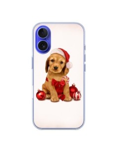 Coque iPhone 16 Chien Dog Pere Noel Christmas Boules...