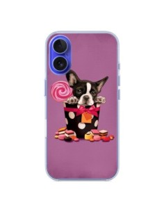 Cover iPhone 16 Cane Boite Papillon Pois Bonbon -...