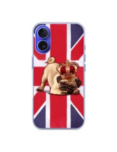 Coque iPhone 16 Chien Dog Anglais UK British Queen King...