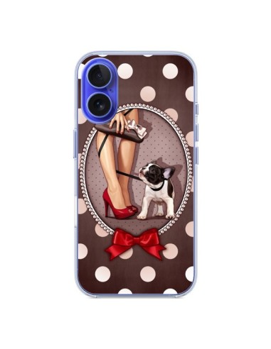 Coque iPhone 16 Lady Jambes Chien Dog Pois Noeud papillon - Maryline Cazenave