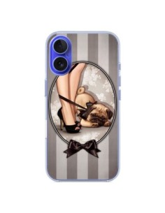 iPhone 16 Case Lady Black Bow tie Dog Luxe - Maryline...