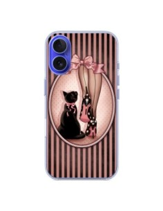 Cover iPhone 16 Lady Gatto Papillon Pois Scarpe -...