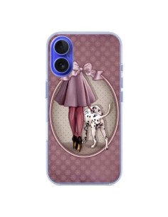 Cover iPhone 16 Lady Cane Dalmata Vestito Pois - Maryline...