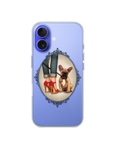 iPhone 16 Case Lady Jambes Dog Bulldog Dog Clear -...