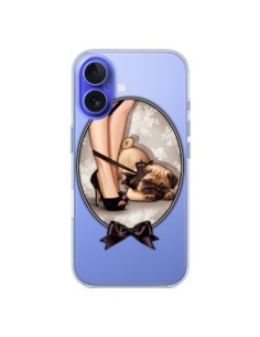 Coque iPhone 16 Lady Jambes Chien Bulldog Dog Noeud...
