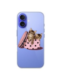 iPhone 16 Case Caton Cat Kitten Scatola a Polka Clear -...