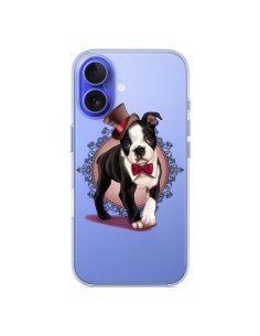 Coque iPhone 16 Chien Bulldog Dog Gentleman Noeud...